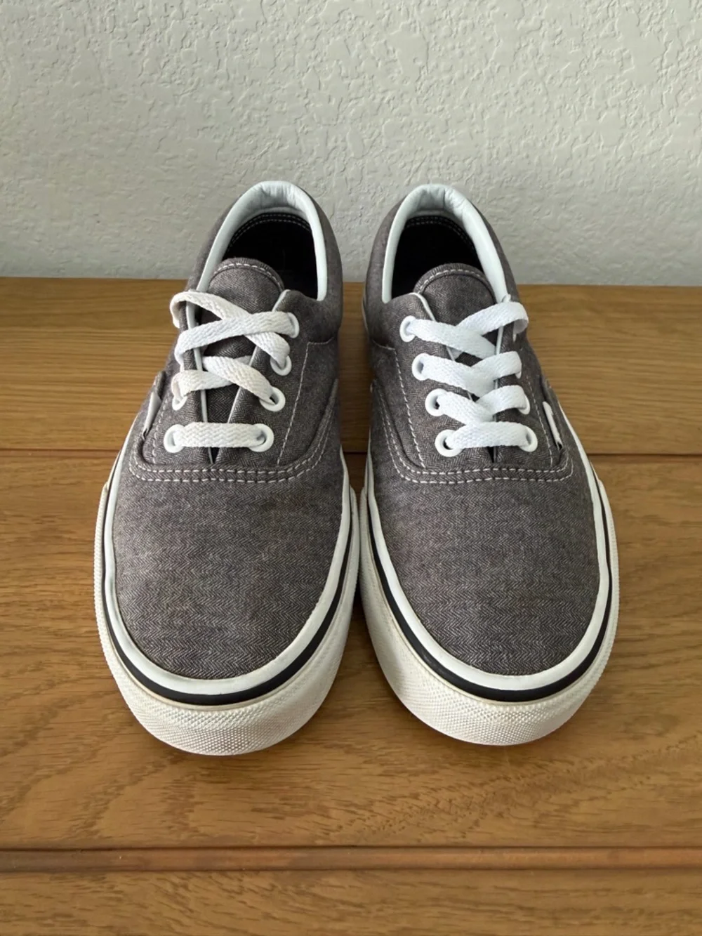 Vans Gray Canvas Low-Top Sneakers with White Trim